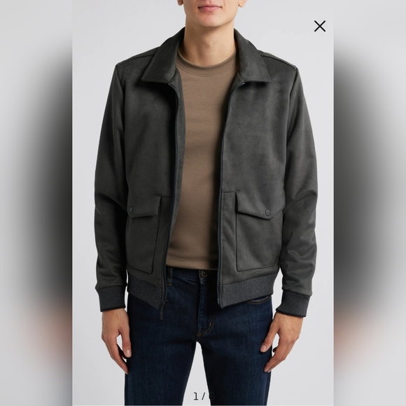 Robert Barakett Other - Robert Barakett‎ Men's Charcoal Faux Suede Pilot Jacket XL NWOT Bomber